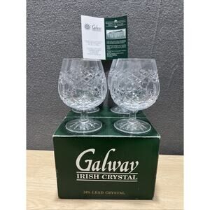 Galway Irish Clara Pattern Crystal Brandy Cognac Snifter Glasses SET OF 4